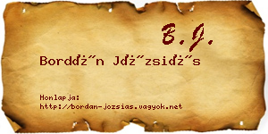 Bordán Józsiás névjegykártya